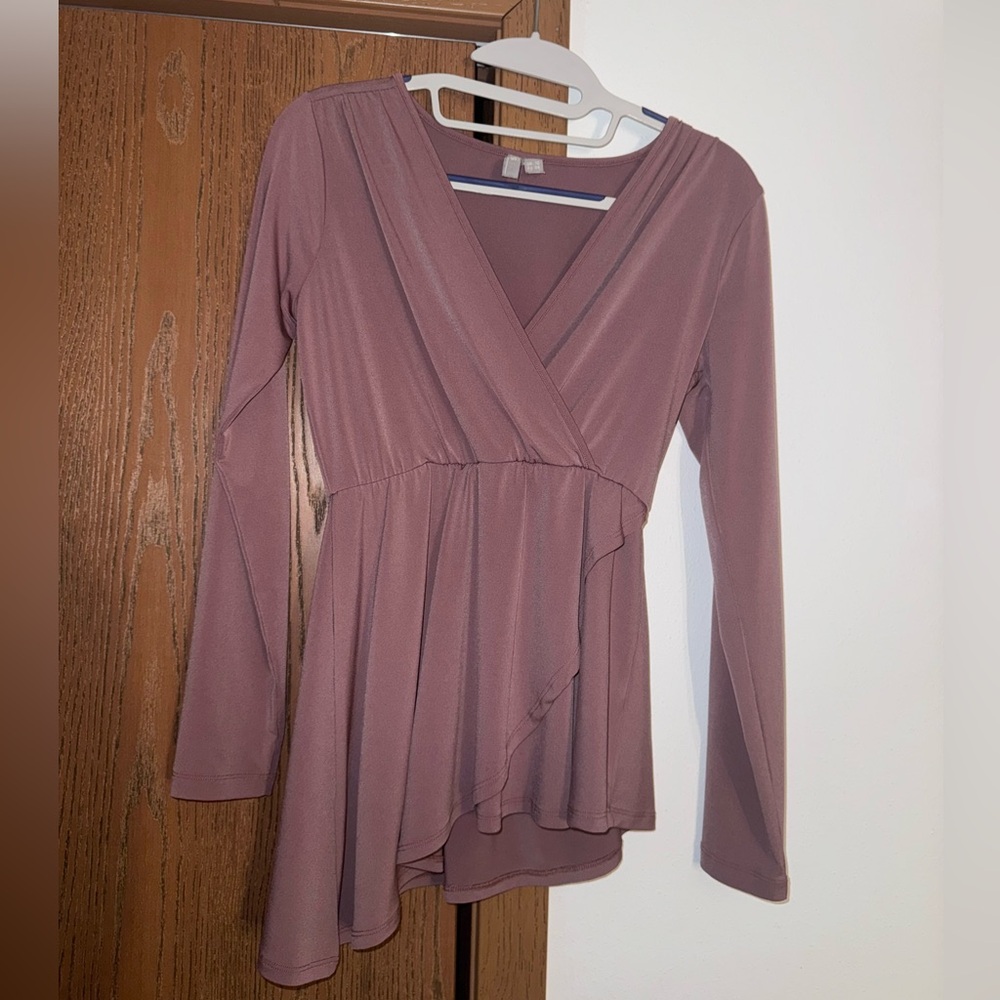 ASOS Dusty Rose Long Sleeve Wrap Blouse